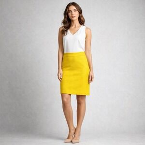 J.CREW  the pencil skirt Size 4 Women's Wool Preppy Work Professional Yellow